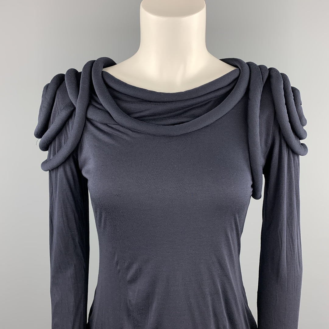 YIGAL AZROUEL Size S Navy Jersey Applique Viscose Pullover