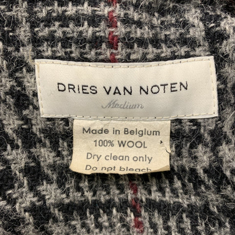 DRIES VAN NOTEN  Size M Grey Black Plaid Wool Zip Up Jacket