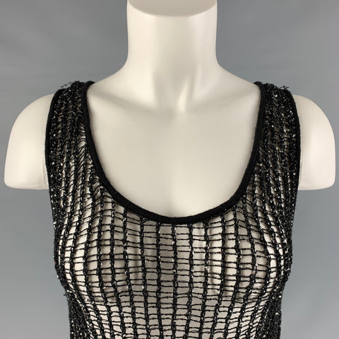 SAINT LAURENT Camiseta sin mangas de punto en mezcla de poliéster talla XS Top informal negro