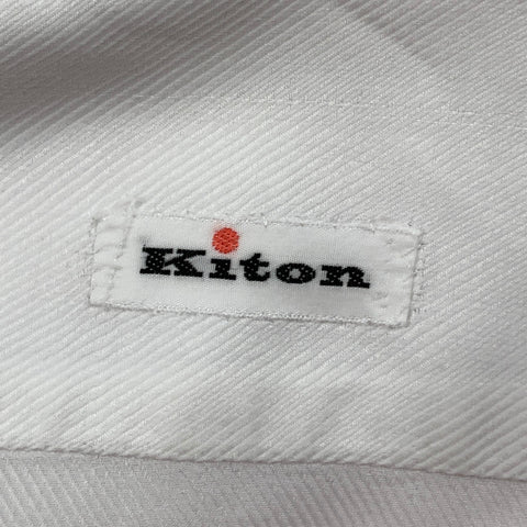 KITON Size M White Cotton Long Sleeve Shirt