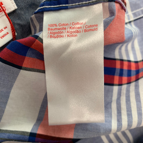 LACOSTE Size M Red White & Blue Plaid Cotton Long Sleeve Shirt