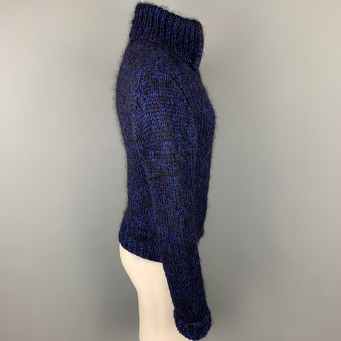 MARC by MARC JACOBS Size S Black & Blue Knitted Wool / Mohair Zip Up Cardigan