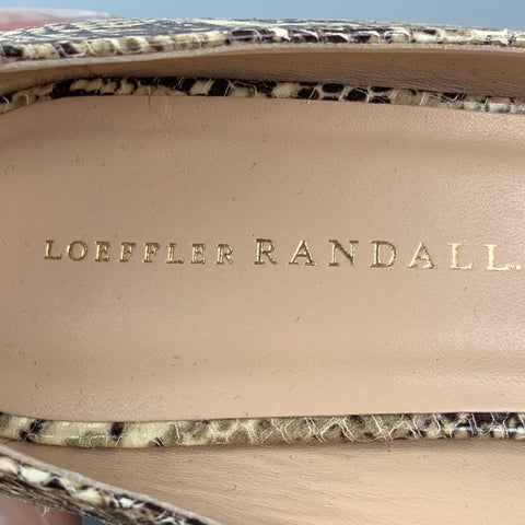 LOEFFLER RANDALL Size 8 Grey Beige Leather Snake Skin Print Embossed Wedge Pumps