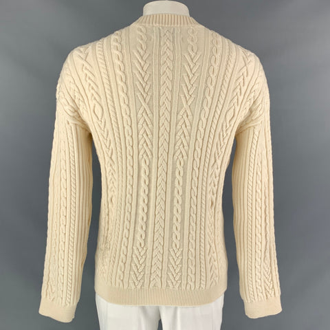 KENZO Momento Collection FW 18 Size L Beige Applique Wool / Polyamide Crew-Neck Sweater