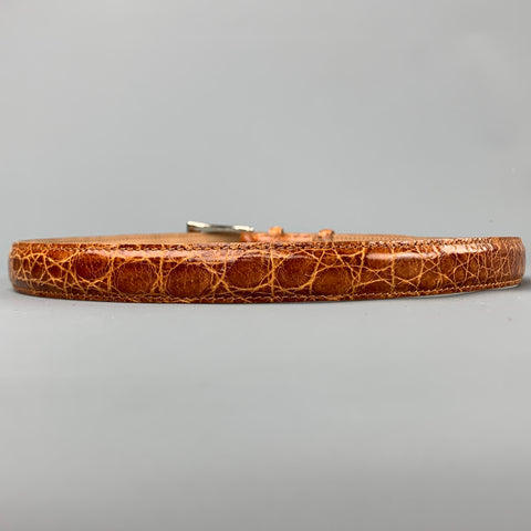 ANNA Size S Cognac Alligator Skinny Belt