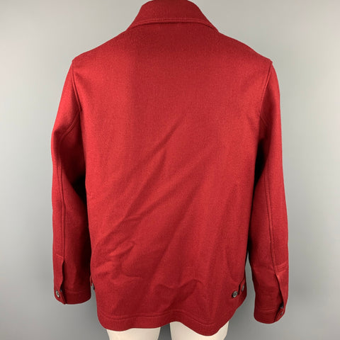 LANVIN Size 42 Burgundy Wool Zip Up Jacket