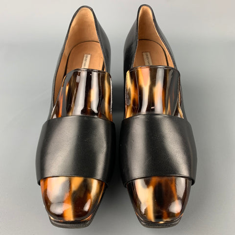 DRIES VAN NOTEN Taille 9.5 Escarpins mocassins en cuir écaille de tortue noir et marron