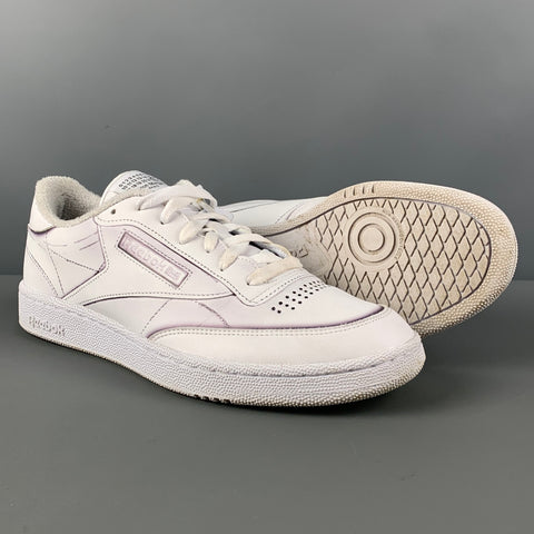 REEBOX x MAISON MARGIELA Size 10.5 White Black Leather Lace Up Sneakers