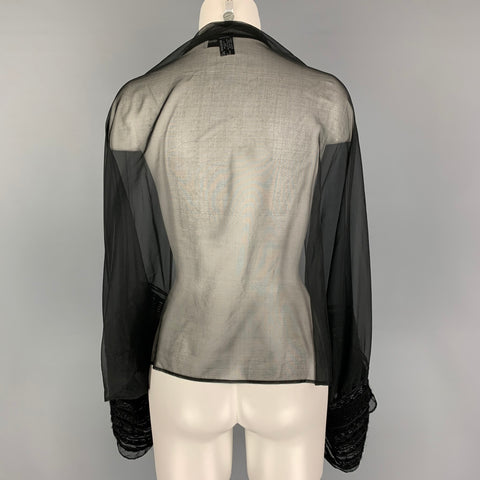 GIORGIO ARMANI Cárdigan transparente de mezcla de seda negro