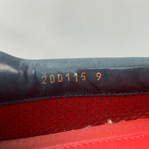 PRADA Size 10 Red Perforated Leather Square Toe Loafers