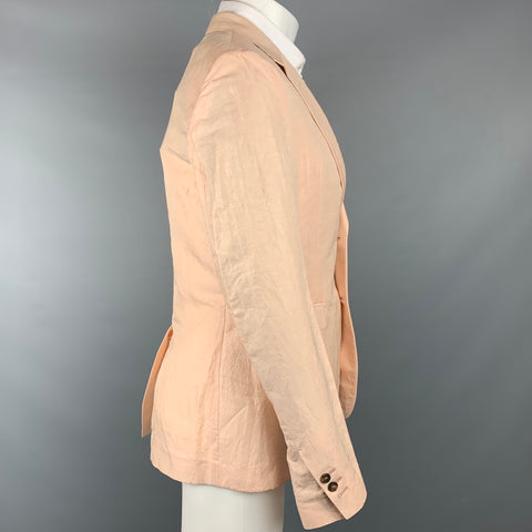 ROBERTO CAVALLI Size 40 Peach Textured Linen / Silk Sport Coat