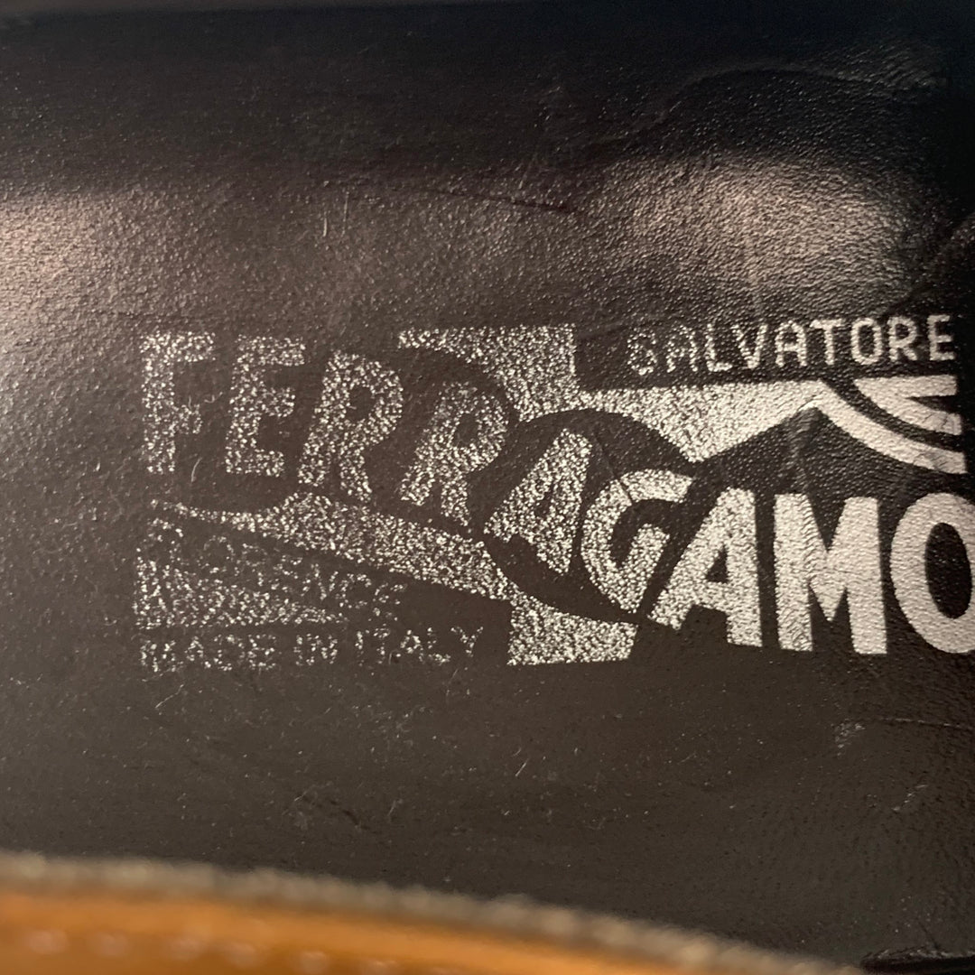 SALVATORE FERRAGAMO Size 10.5 Brown Tan Perforated Leather  display picture 1