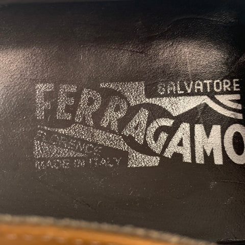 SALVATORE FERRAGAMO Size 10.5 Brown Tan Perforated Leather Wingtip Lace Up Shoes