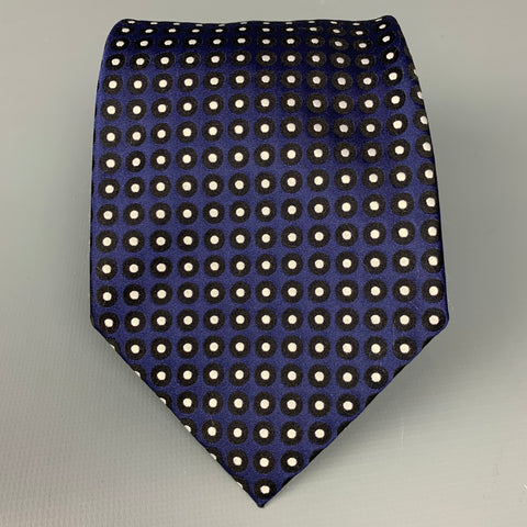 ERMENEGILDO ZEGNA Navy & Black Dots Silk Tie