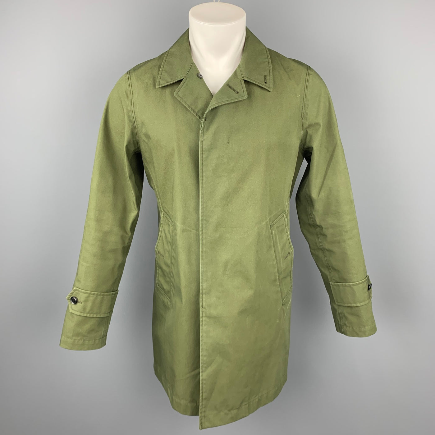 NANAMICA Size M Olive Gore-Tex Coated Cotton Hidden Buttoned Coat