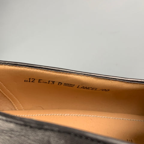 BALLY Size 13 Black Leather Slip On Loafers