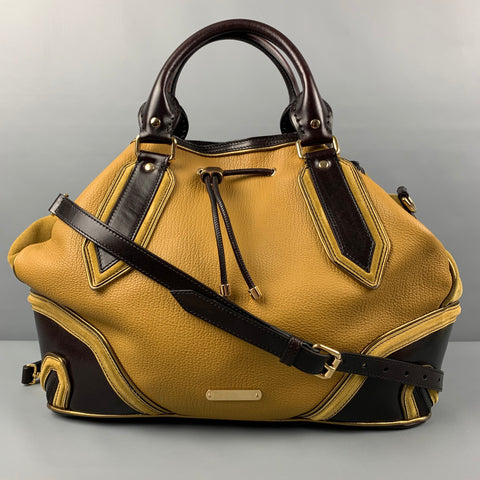 BURBERRY PRORSUM Bolso satchel Earlsburn de cuero en marrón oscuro ámbar
