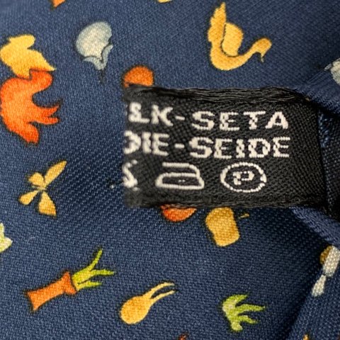 SALVATORE FERRAGAMO Navy Orange Animals Silk Tie