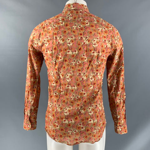 TINTORIA MATTEI Size M Khaki Pink Print Cotton Button Up Long Sleeve Shirt