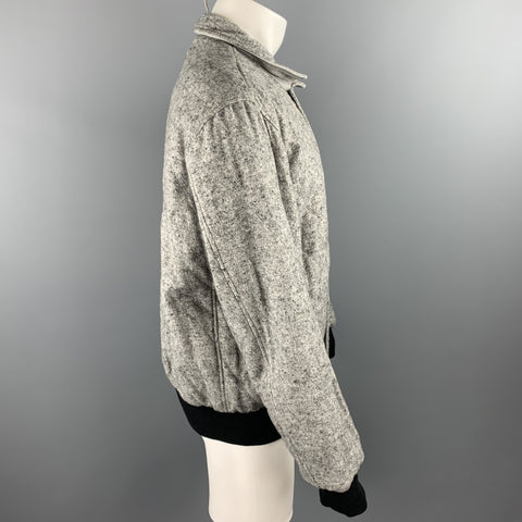 ADAM KIMMEL Taille M Gris Chiné Coton Mélange Zip Up Veste Réversible