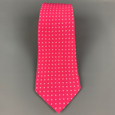RALPH LAUREN Black Label Pink White Polka Dot Silk Tie