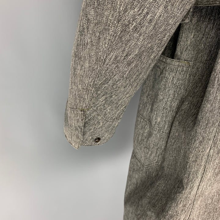 RRL par RALPH LAUREN Taille XL Manteau ceinturé en coton à chevrons gris