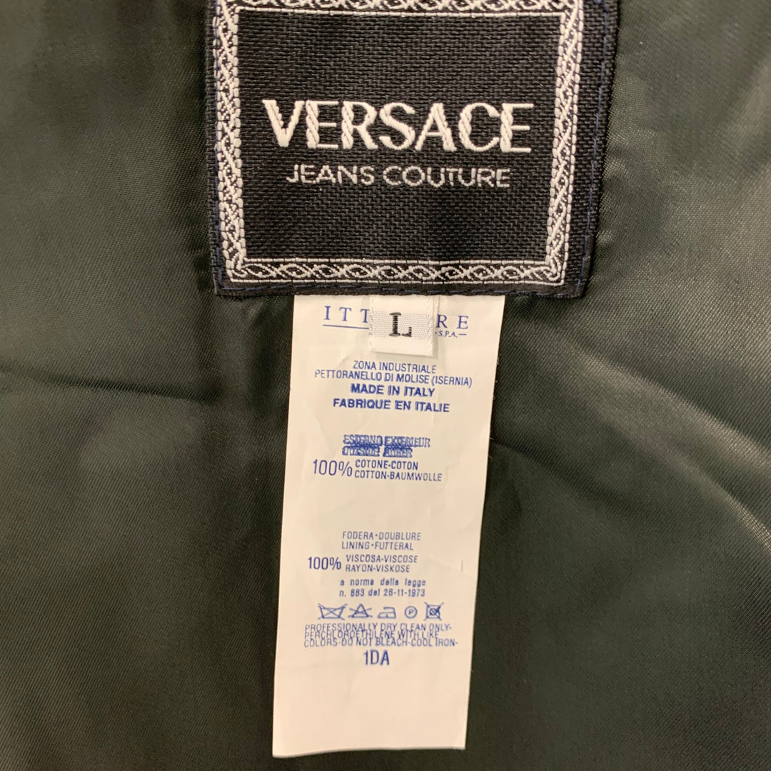 VERSACE JEANS  Size L Multi-Color Houndstooth Cotton Vest