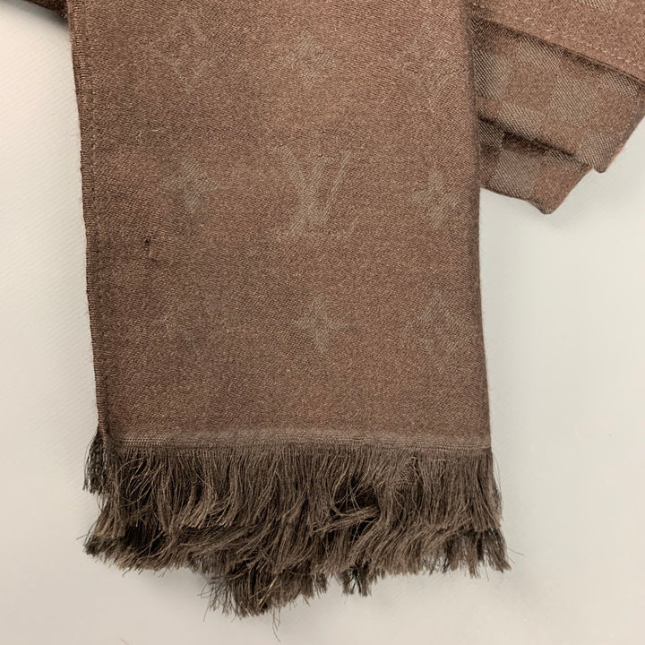 LOUIS VUITTON Brown Monogram Cashmere Silk Scarves