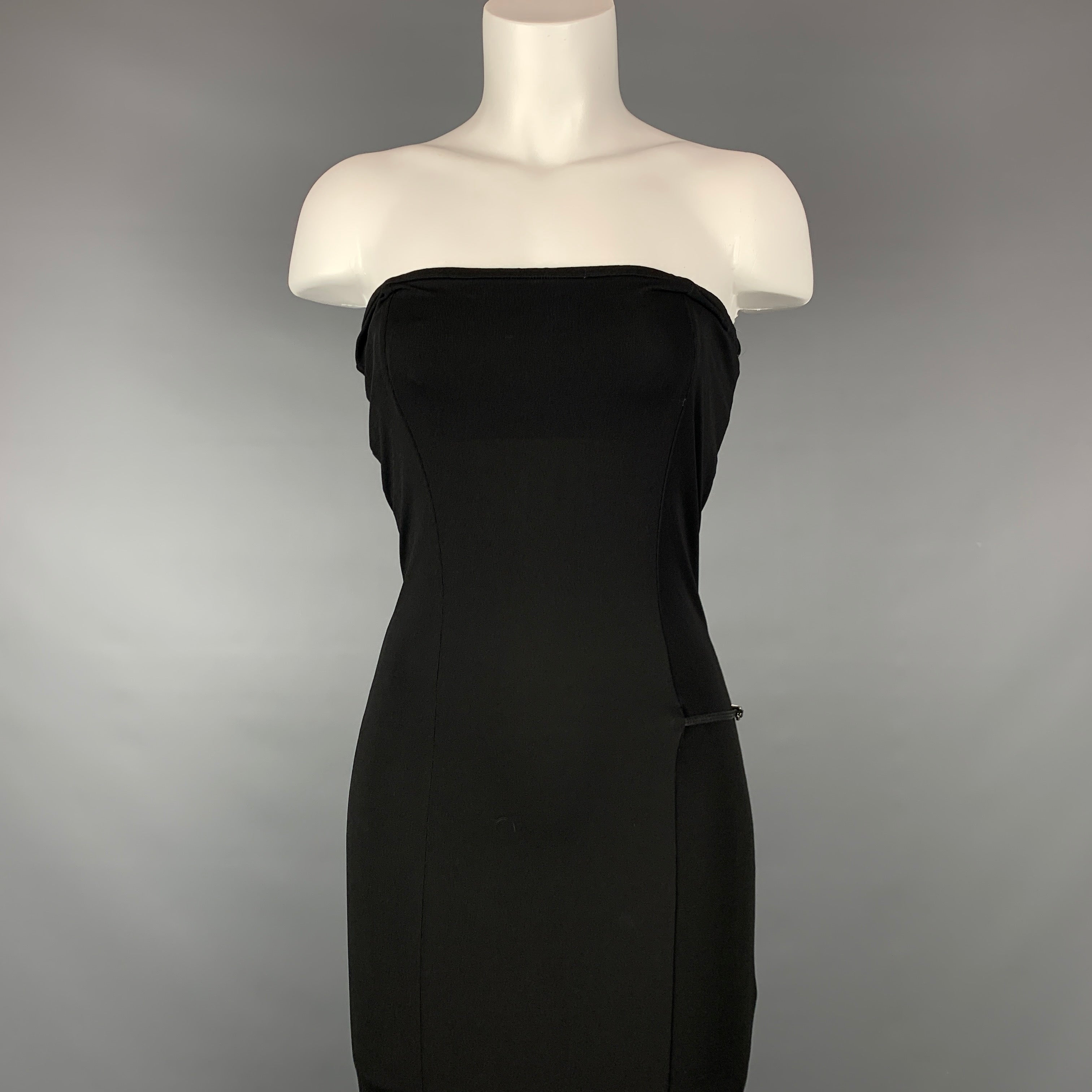 ZAMASPORT for GUCCI Size 2 Black Rayon Strapless Long Dress Sui Generis Designer Consignment