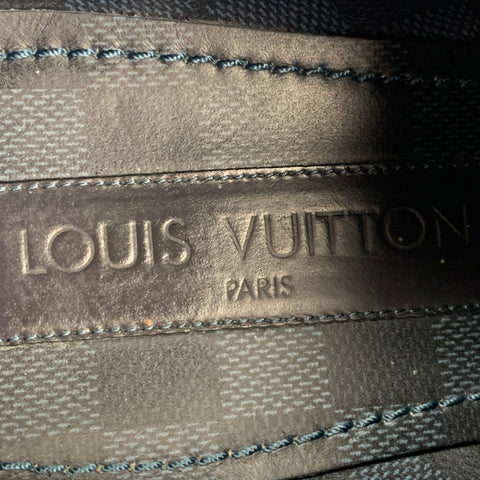 LOUIS VUITTON Size 10.5 Navy Blue Damier Leather Lace Up Shoes