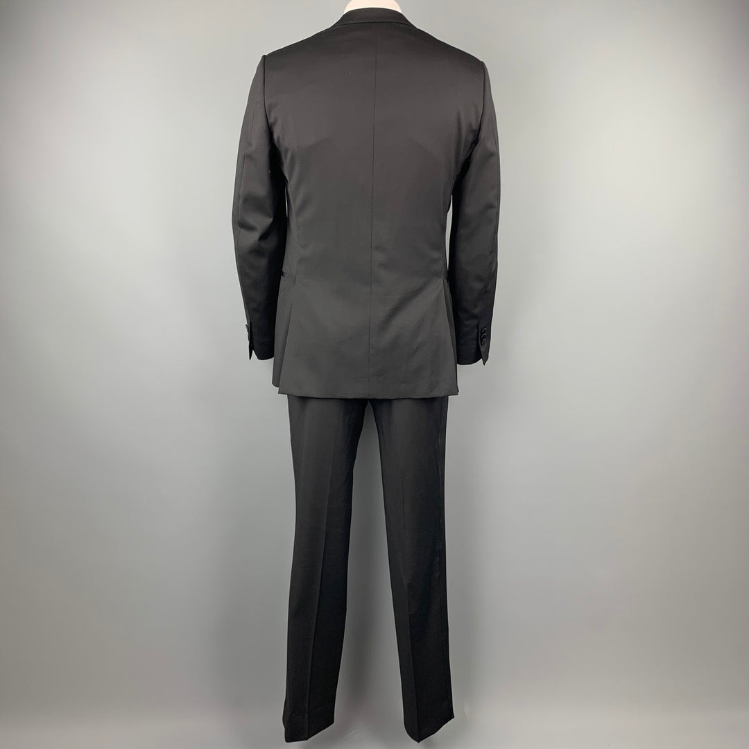 ERMENEGILDO ZEGNA Size 42 Long Black Wool Peak Lapel Tuxedo