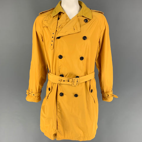 EMPORIO ARMANI Size 40 Yellow Polyester Belted Trenchcoat
