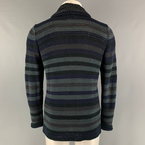 BURBERRY PRORSUM Size S Navy Grey Stripe Cotton Button Down Cardigan