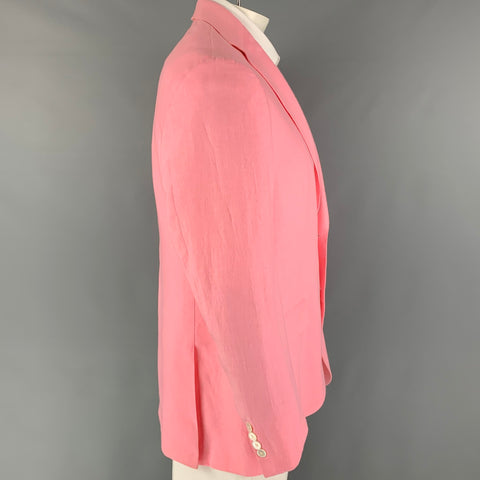 RALPH LAUREN Talla 44 Abrigo deportivo regular con solapa de muesca de lino rosa