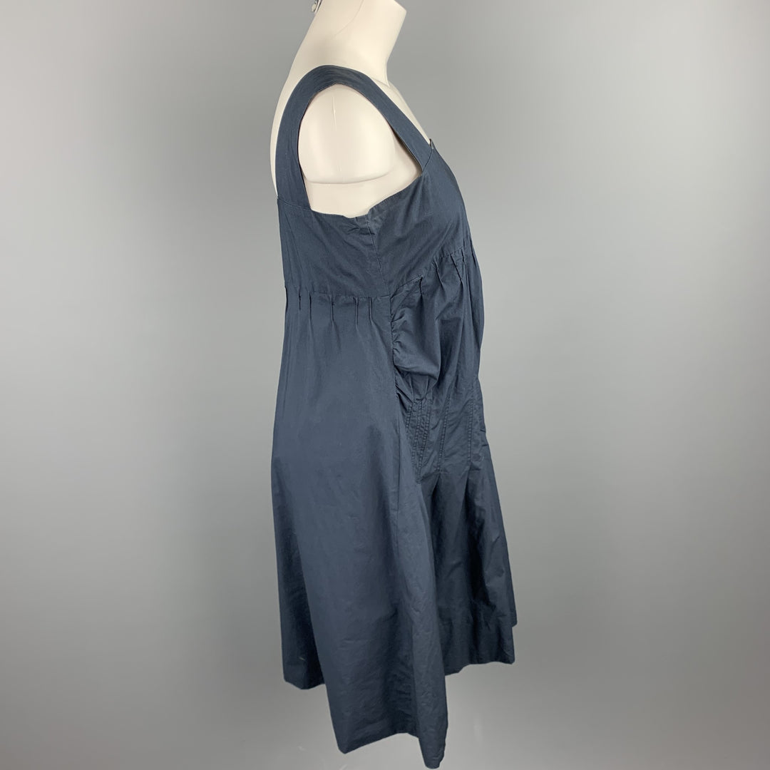 MARNI Size 4 Black Poplin Cotton Pleated Sleeveless Dress