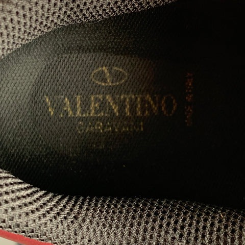 VALENTINO Size 12 Navy Mixed Materials Leather Lace Up Sneakers
