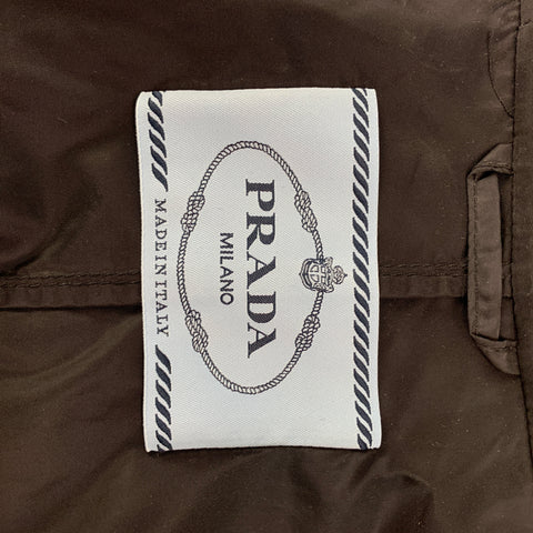 PRADA Size 2 Black Polyamide Zip Up Hooded Long Coat