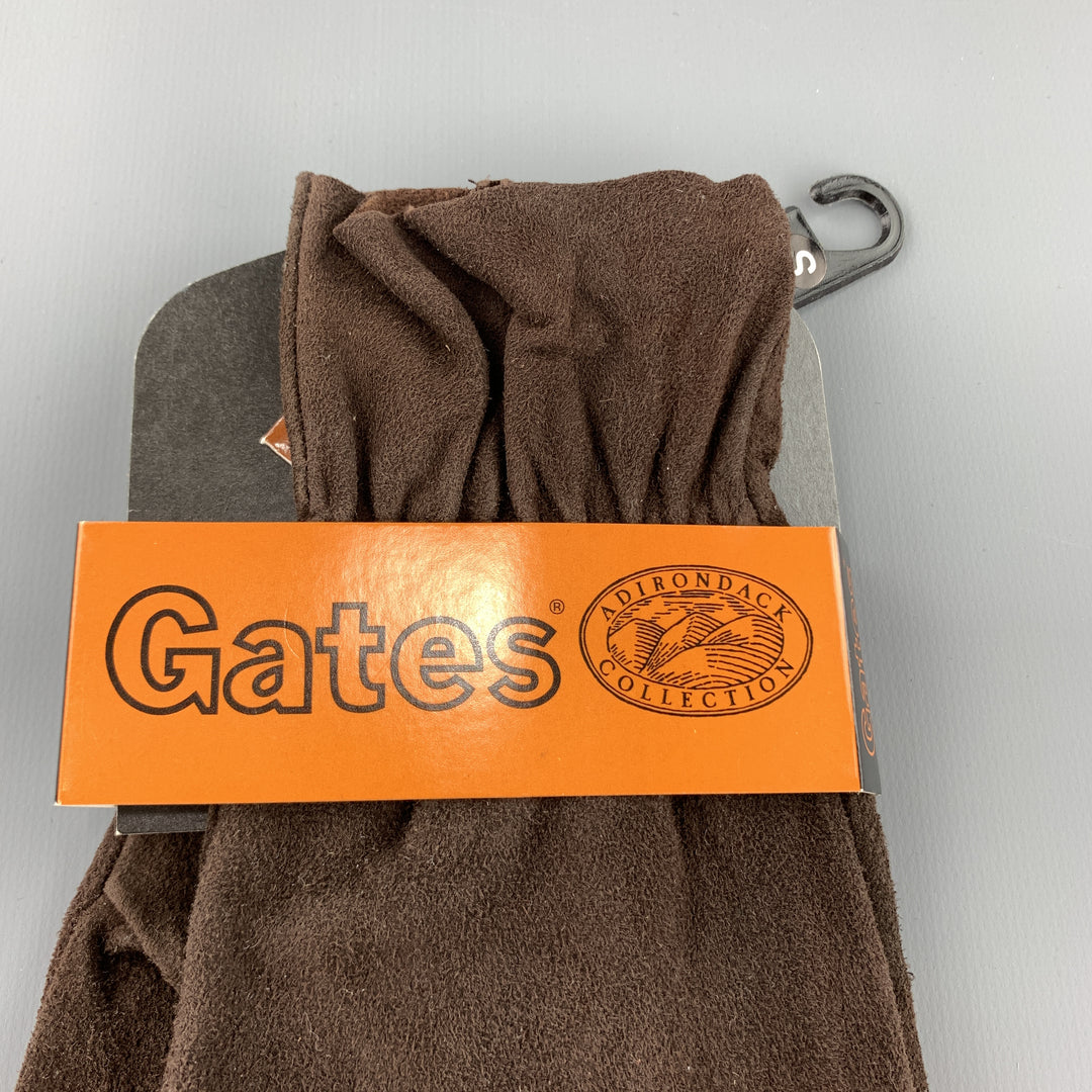 Deadstock Vintage GATES Size S Dark Brown Deer Skin Suede Gloves