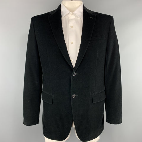 LOUIS VUITTON Taille 44 Manteau de sport à revers cranté en velours de coton noir texturé