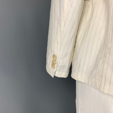 ARMANI COLLEZIONI Size 44 Regular Off White Stripe Notch Lapel Sport Coat