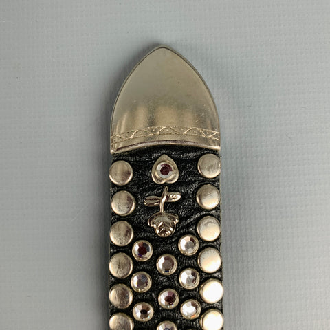 KIPPYS Size 30 Black Silver Studded Leather Rhinestones Belt