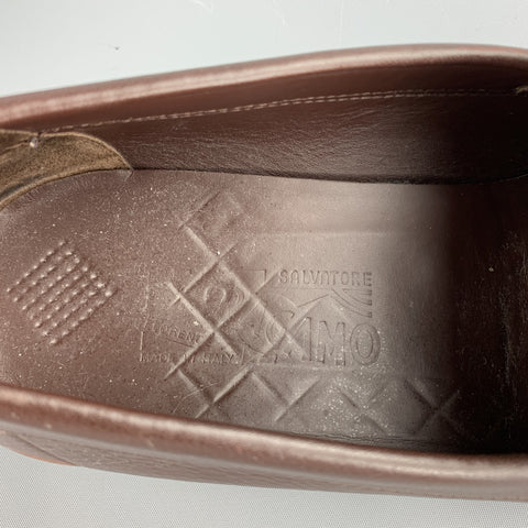 SALVATORE FERRAGAMO Size 10.5 Brown Leather Slip On Loafers