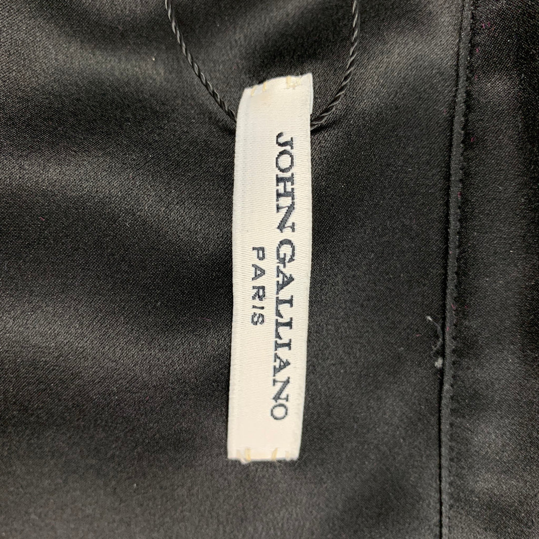JOHN GALLIANO Size M Black Ruffled Silk Button Up Long Sleeve Shirt