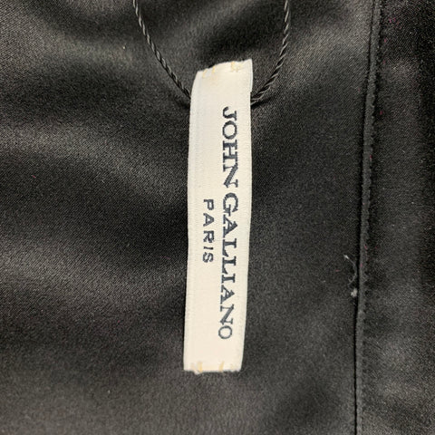 JOHN GALLIANO Size M Black Ruffled Silk Button Up Long Sleeve Shirt
