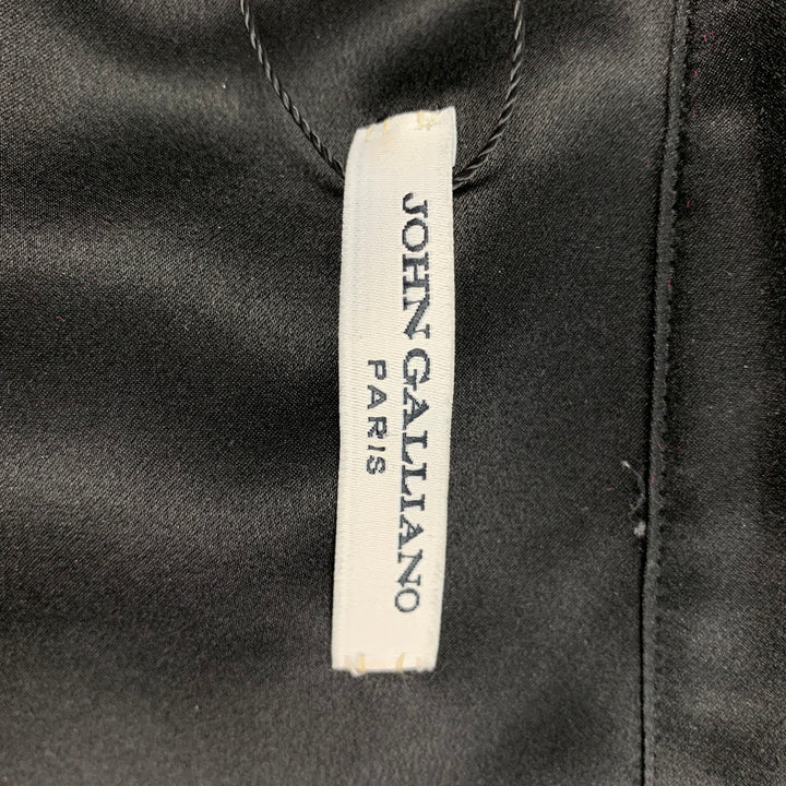 JOHN GALLIANO Size M Black Ruffled Silk Button Up Long Sleeve Shirt