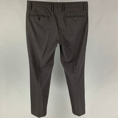 DOLCE & GABBANA Size 32 Charcoal Virgin Wool Flat Front Dress Pants