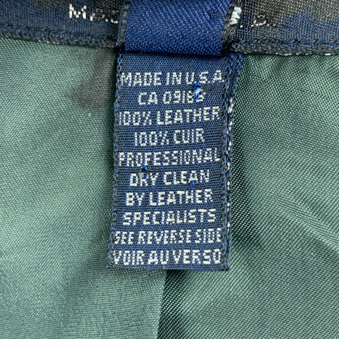 Vintage RALPH LAUREN Size S Olive Leather Print Shirt Jacket