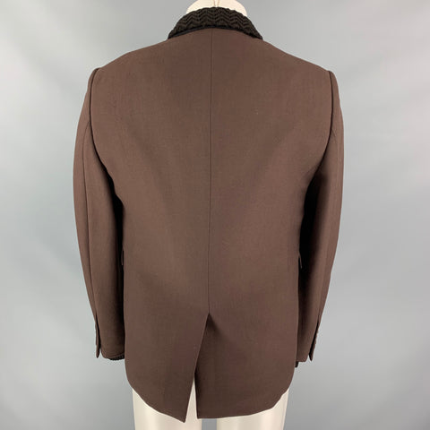 BURBERRY PRORSUM par Christopher Bailey Taille 40 Veste à revers en laine à col Zig Zag marron