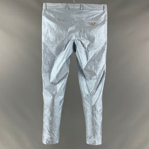 WALTER VAN BEIRENDONCK Size 32 Silver Light Blue Polyamide Blend Dress Pants