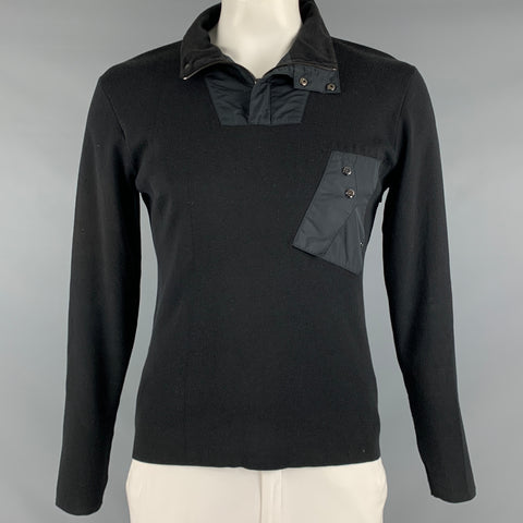 RALPH LAUREN Taille XL Noir Tissus Mélangés Soie Mélange Demi-Zip Pull